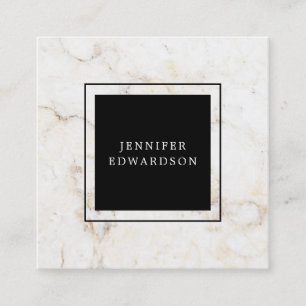 Simple elegant marble black frame professional square business card
