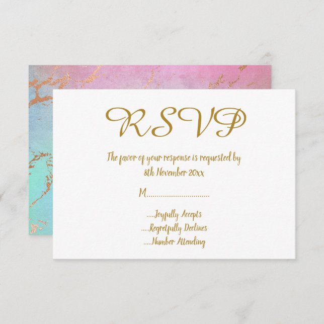 Simple Elegant Marble Gold All Occassion RSVP Invitation (Front/Back)