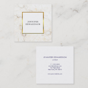 Simple elegant marble gold frame professional square business card
