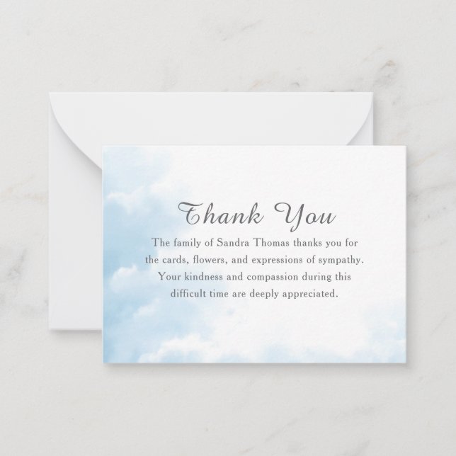 Simple Elegant Memorial Bereavement Heavenly Cloud Card (Front)