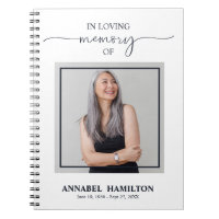 Simple Elegant Memorial Funeral Photo Guest Book