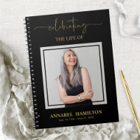 Simple Elegant Memorial Funeral Photo Guest Book