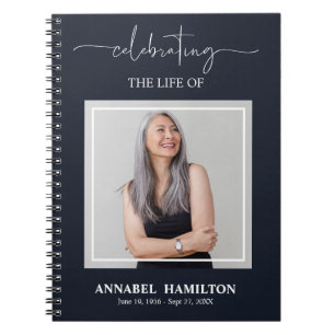 Simple Elegant Memorial Funeral Photo Guest Book