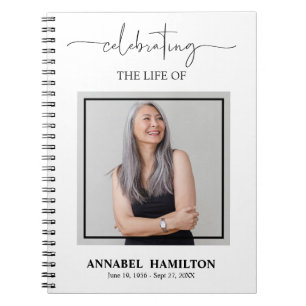 Simple Elegant Memorial Funeral Photo Guest Book