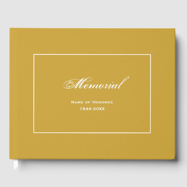 Simple, Elegant Memorial Service Gold Guest Book (Front)