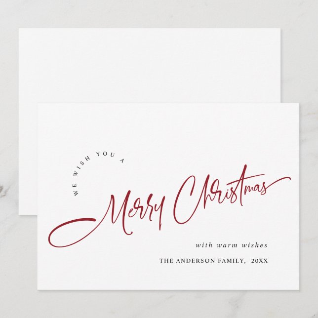 Simple Elegant Merry Christmas Greeting Holiday Card (Front/Back)