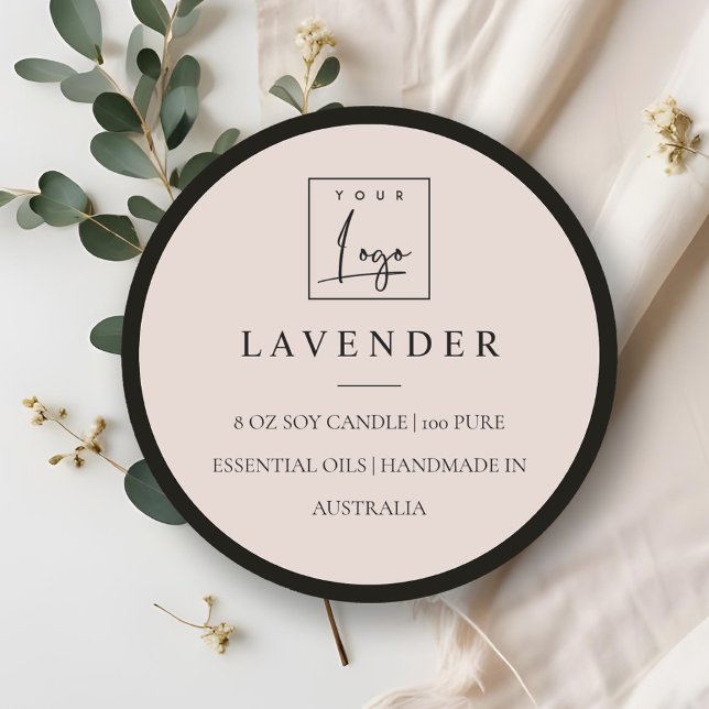 Simple Elegant Minimal Blush Logo Candle Label (Creator Uploaded)