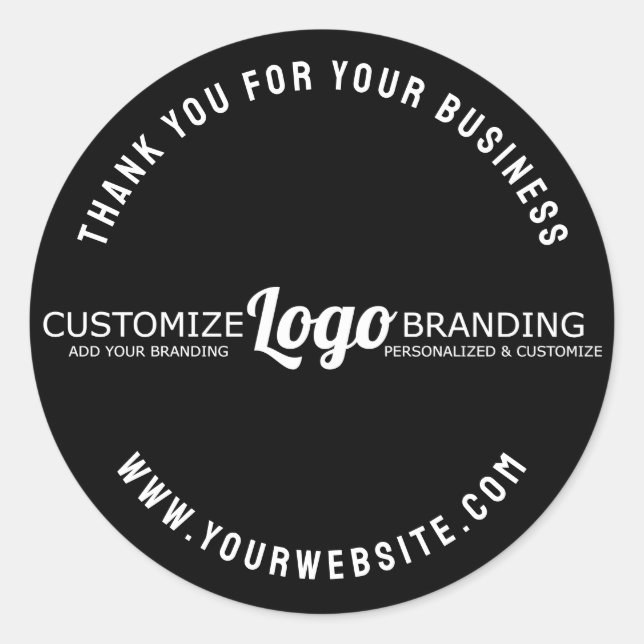 Simple Elegant Minimal Business Company Logo Black Classic Round Sticker (Front)