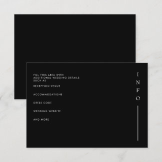  Simple Elegant Minimal Modern Black Wedding  Enclosure Card
