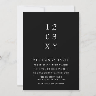 Simple Elegant Minimal Modern Black Wedding Invita Invitation