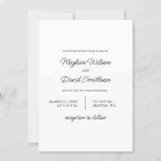 Simple Elegant Minimal Modern Black Wedding  Invitation