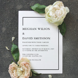 Simple Elegant Minimal Modern Black Wedding Invitation