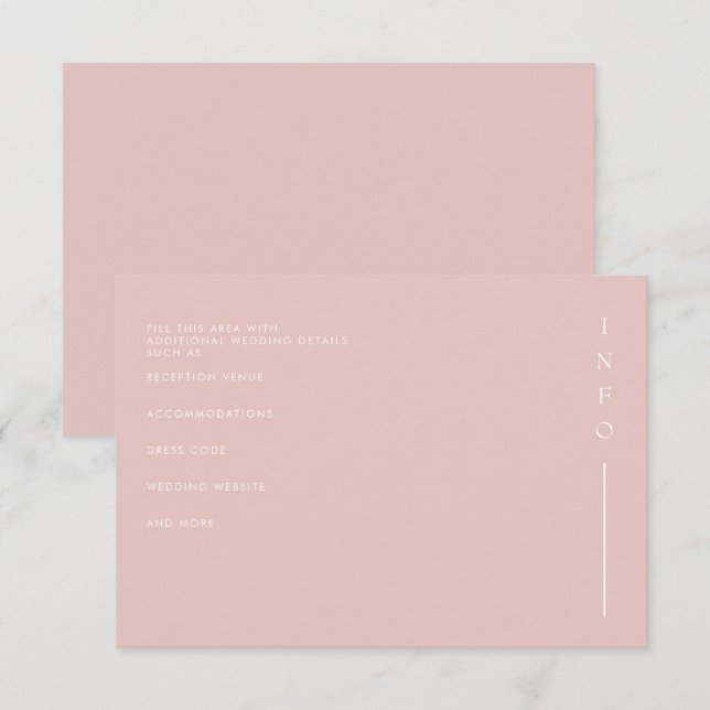  Simple Elegant Minimal Modern Blush Wedding  Enclosure Card (Front/Back)