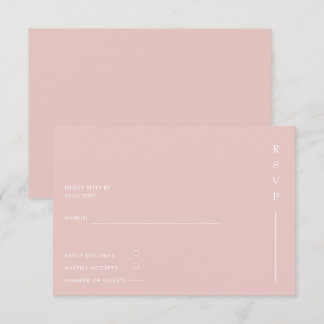  Simple Elegant Minimal Modern Blush Wedding  RSVP Card