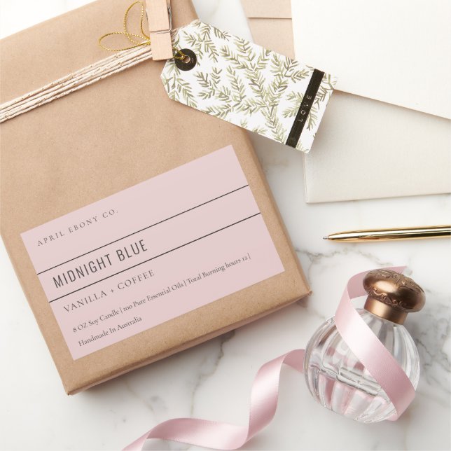 SIMPLE ELEGANT MINIMAL MODERN DUSKY PINK CANDLE RECTANGULAR STICKER (Gifting)