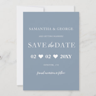 Simple Elegant Minimal Modern Dusty Blue Save The Date
