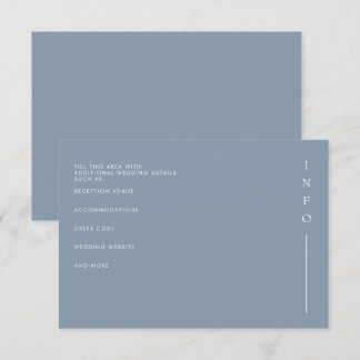  Simple Elegant Minimal Modern Dusty Blue Wedding  Enclosure Card