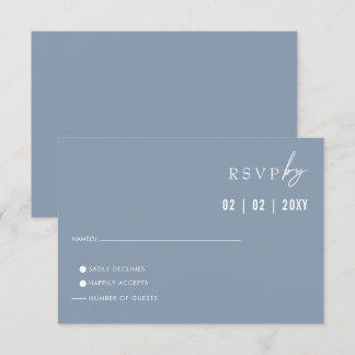  Simple Elegant Minimal Modern Dusty Blue Wedding  RSVP Card