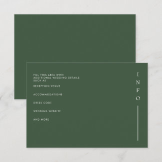  Simple Elegant Minimal Modern Green Wedding Enclosure Card