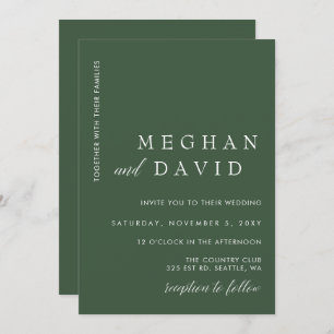 Simple Elegant Minimal Modern Green Wedding  Invitation