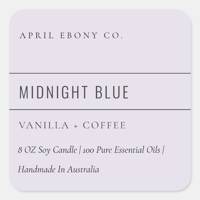 SIMPLE ELEGANT MINIMAL MODERN LAVENDER MAUVE SQUARE STICKER (Front)