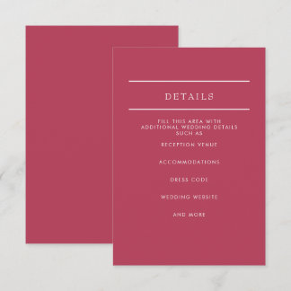  Simple Elegant Minimal Modern Magenta Wedding  Enclosure Card