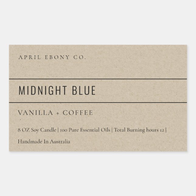 SIMPLE ELEGANT MINIMAL MODERN RUSTIC KRAFT CANDLE RECTANGULAR STICKER (Front)