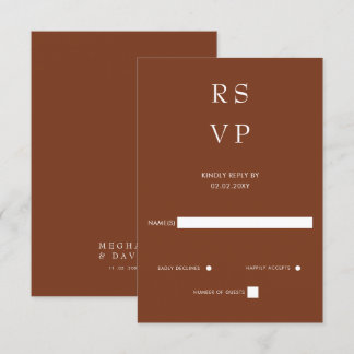  Simple Elegant Minimal Modern Terracotta Wedding  RSVP Card