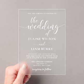 Simple Elegant Minimal Modern Wedding  Acrylic Invitations