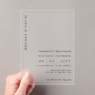 Simple Elegant Minimal Modern Wedding  Acrylic Invitations