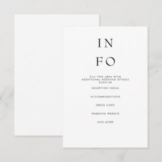  Simple Elegant Minimal Modern White Wedding  Enclosure Card