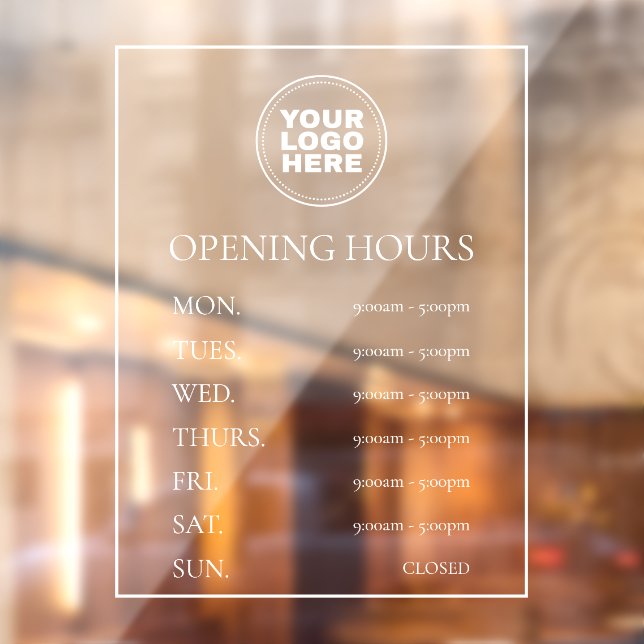 Simple Elegant Minimal Opening Hours (Sheet 2)