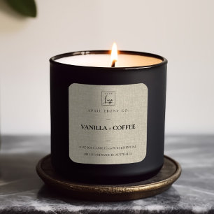 SIMPLE ELEGANT MINIMAL RUSTIC BEIGE LINEN LOGO SQUARE STICKER