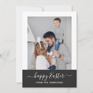 Simple Elegant Minimal Script Family Photo Easter Holiday Card