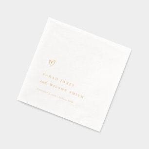 Simple Elegant Minimal Topography Heart Wedding Foil Napkins