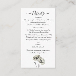 Simple Elegant Minimalism Black and White Poppies Enclosure Card