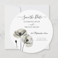 Simple Elegant Minimalism Black and White Poppies