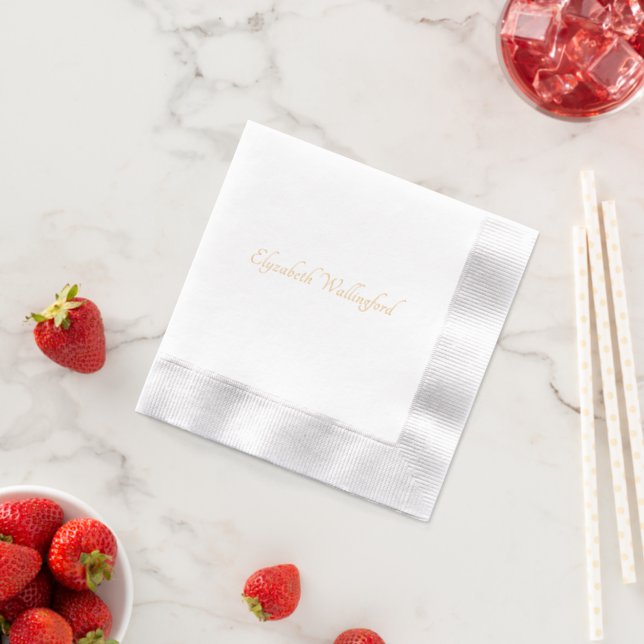 Simple Elegant Minimalist #13 Script Name Only Foil Napkins (Insitu (Strawberry))