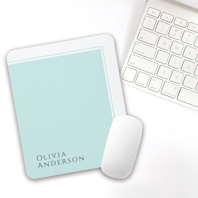 Simple Elegant Minimalist Aqua Colour Block Mouse Pad (Creator Uploaded)