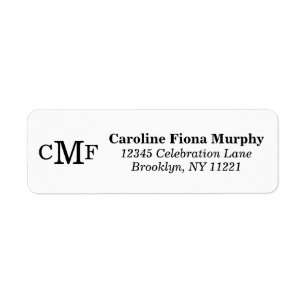 Simple Elegant Minimalist Basic Modern 3 Monogram Return Address Label