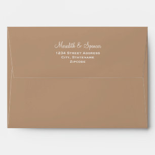 Simple Elegant Minimalist Beige Tan Wedding Envelope