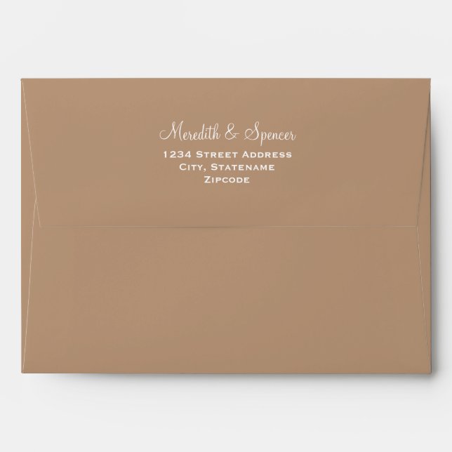 Simple Elegant Minimalist Beige Tan Wedding Envelope (Back (Top Flap))