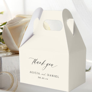 Simple elegant minimalist black and ivory wedding favour box
