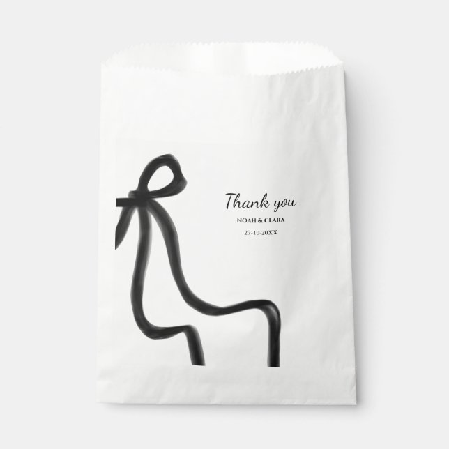 Simple Elegant Minimalist Black Bow Favour Bag (Front)
