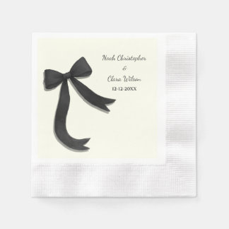 Simple Elegant Minimalist Black Bow Napkin