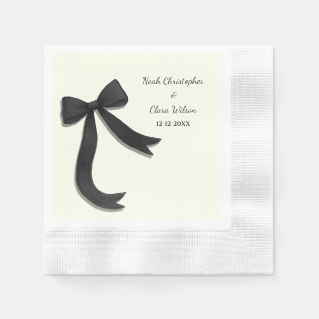 Simple Elegant Minimalist Black Bow Napkin (Front)