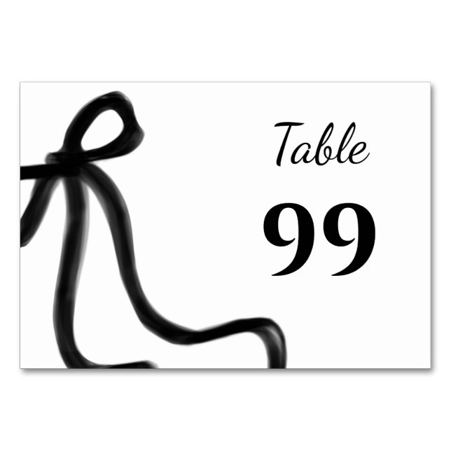 Simple Elegant Minimalist Black Bow Table Number (Front)