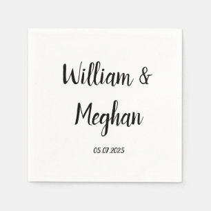 Simple Elegant Minimalist Black Script Wedding Nap Napkin