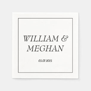 Simple Elegant Minimalist Black Script Wedding Napkin
