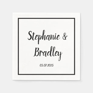 Simple Elegant Minimalist Black Script Wedding Napkin